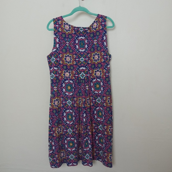 Land's End Size 1X Pop Over Mosaic Print Size 1X Sundress - Picture 6 of 11